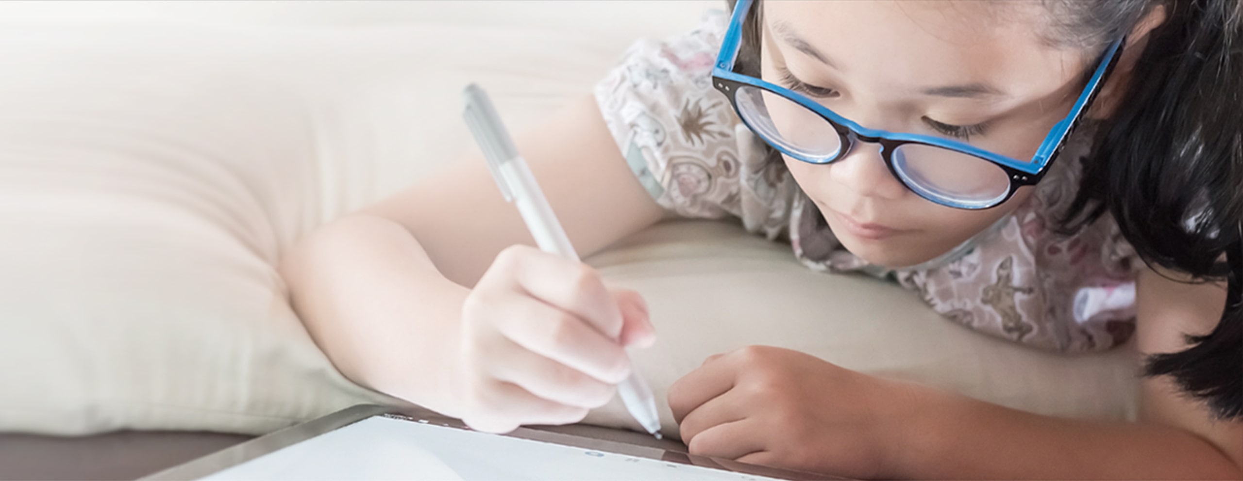 Child working on tablet