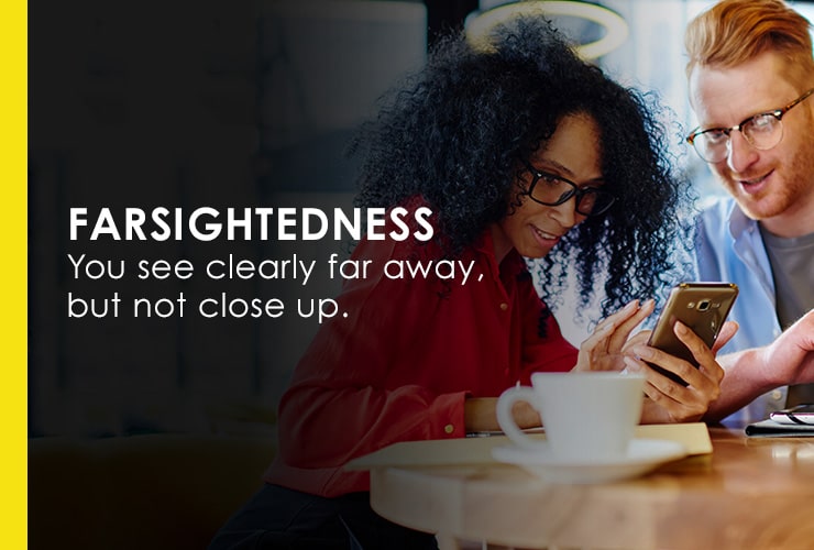 Farsightedness, you see clearly far away, but not close up
