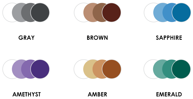 Gray Brown Sapphire Amethyst Amber Emerald lenses